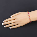 2.01 Carat Genuine Ruby and White Diamond .925 Sterling Silver Bracelet