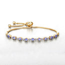 1.56 Carat Genuine Tanzanite and White Diamond .925 Sterling Silver Bracelet