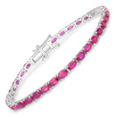 9.18 Carat Genuine Ruby 10K White Gold Bracelet