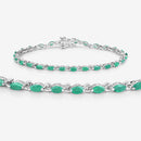 3.24 Carat Genuine Zambian Emerald .925 Sterling Silver Bracelet