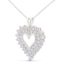 925 Sterling Silver 4.0 Cttw Diamond Two Row Open Heart 18" Pendant Necklace (I-J Color, I2-I3 Clarity)