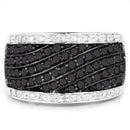 0.79 Carat Genuine Black Diamond and White Diamond .925 Sterling Silver Ring