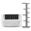 0.64 Carat Genuine Black Diamond and White Diamond .925 Sterling Silver Ring