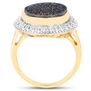 4.90 Carat Genuine Cobalt Blue Drusy .925 Sterling Silver Ring