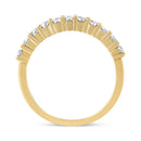 14K Yellow Gold Plated .925 Sterling Silver 1/2 cttw Shared Prong Set Brilliant Round-Cut Diamond 11 Stone Band Ring (J-K Color, SI1-SI2 Clarity) - Size 7