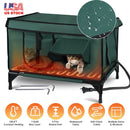 Waterproof Heated Cat House Outdoor Weatherproof Insulated Kitty Shelter Feral Cat Heating Bed with Heating Pad Anti-Chew Cord 2 Doors 3 Windows for I