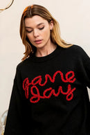 BiBi Game Day Metallic Letter Sweater