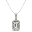 Halo Pendant With Emerald Center Diamond in 14k White Gold (1 1/5 cttw)