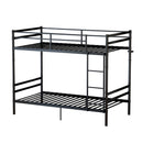 Twin Over Twin Metal Bunk Bed with Ladder and Guardrails
