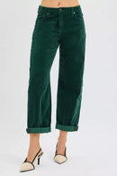 RISEN High Rise Crop Barrel Cordurory Pants