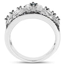 0.31 Carat Genuine Blue Diamond .925 Sterling Silver Ring
