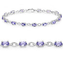 3.12 Carat Genuine Tanzanite .925 Sterling Silver Bracelet