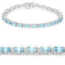 8.84 Carat Genuine Blue Zircon and Topaz White .925 Sterling Silver Bracelet