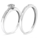 .925 Sterling Silver Diamond Accent Frame Twist Shank Bridal Set Ring and Band (I-J Color, I3 Clarity) - Size 7