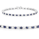 6.87 ct. t.w. Blue Sapphire and White Topaz Bracelet in Sterling Silver