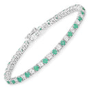 5.77 Carat Genuine Emerald and White Topaz .925 Sterling Silver Bracelet