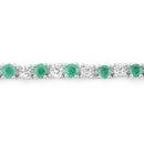 5.77 Carat Genuine Emerald and White Topaz .925 Sterling Silver Bracelet