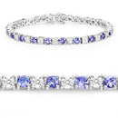 5.44 Carat Genuine Tanzanite and White Diamond .925 Sterling Silver Bracelet