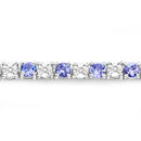 5.44 Carat Genuine Tanzanite and White Diamond .925 Sterling Silver Bracelet