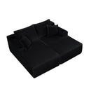 Sectional Couch with Double Chaise Lounge and Cup Holders