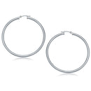 14k White Gold Polished Hoop Earrings (50 mm)