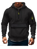 Mens Hooded Sweatshirt Jacket With Zippered Sleeves And Large Pockets