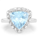 5.05 Carat Genuine Blue Topaz and White Topaz .925 Sterling Silver Ring