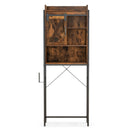 4-Tier Multifunctional Toilet Sorage Cabinet with Adjustable Shelf and Sliding Barn Door