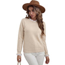 Fake Two-piece Lace-panel Crew-neck Sweater