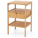 Bamboo Nightstand with Storage Drawer and Slatted Shelf
