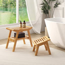 Bamboo Shower Seat Bench with Underneath Storage Shelf-Natural