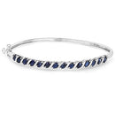 3.08 Carat Genuine Blue Sapphire .925 Sterling Silver Bangle
