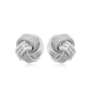 14k White Gold Love Knot with Ridge Texture Earrings
