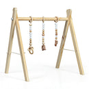Portable 3 Wooden Newborn Baby Exercise Activity Gym Teething Toys Hanging Bar