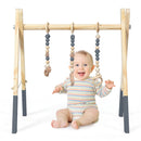 Portable 3 Wooden Newborn Baby Exercise Activity Gym Teething Toys Hanging Bar-Gray