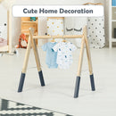 Portable 3 Wooden Newborn Baby Exercise Activity Gym Teething Toys Hanging Bar-Gray