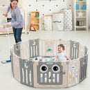 16-Panel Baby Activity Center Play Yard with Lock Door -Beige