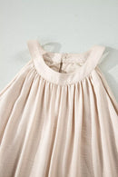 Hollowed Floral Lace Hem Patchwork Loose Halter Summer Dress