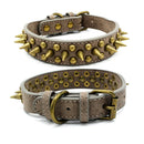 Retro Studded Spiked Rivet Large Dog Pet Leather Collar Pit Bull S-XL