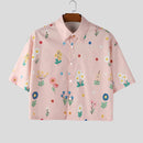 Mens Loose-fitting, Cropped, All-over Print Short-sleeve Shirt
