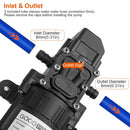 12V Water Pump with 2 Hose Clamps 130PSI Self Priming Sprayer Pump 70W Electric Diaphragm Water Pump 6L/Min for RV Camper Marine Boat