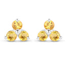 0.72 Carat Genuine Yellow Sapphire .925 Sterling Silver Earrings
