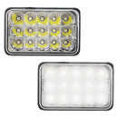 4x6in Car LED Headlights Vehicle Rectangular Headlamp with H4 Socket H4-to-3Pins Adapter with High Low Beam White Light IP68 Waterproof for 10-80V SUV