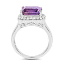 4.42 Carat Genuine Amethyst and White Topaz .925 Sterling Silver Ring