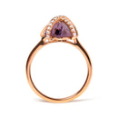 14K Rose Gold 1/5 Cttw Diamond Wrapped 15x15 MM Purple Amethyst Cocktail Ring (G-H Color, SI1-SI2 Clarity)