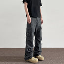 American Retro Washed Distressed Overalls Men