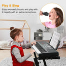 61 Keys Digital Music Electronic Keyboard Electric Musical Piano Instrument Kids Learning Keyboard w/ Stand Microphone For Beginners