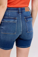 Judy Blue Full Size High Waist Bermudas Jeans W/ Back Flap Pockets Plus Size