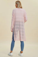 Double Take Full Size Open Front Longline Cardigan