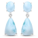 11.54 Carat Genuine Larimar .925 Sterling Silver Earrings